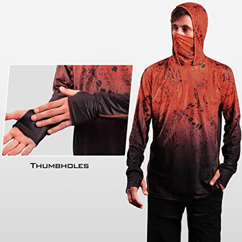 Upf 50+ Quick-Drying Breathable Mens Fishing Shirts Long-Sleeved Fishing Hoodie Fishing Wear