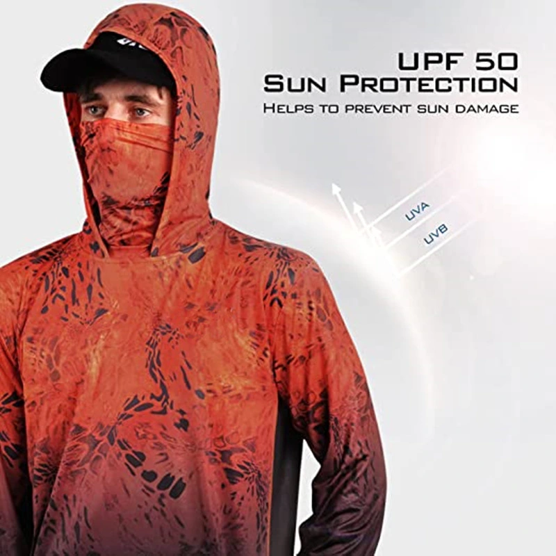 Upf 50+ Quick-Drying Breathable Mens Fishing Shirts Long-Sleeved Fishing Hoodie Fishing Wear